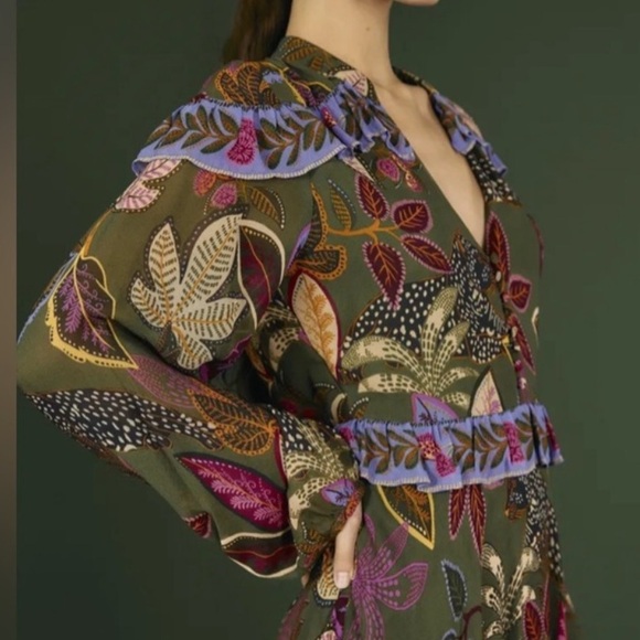 FARM RIO NWT Wild Jungle MIDI Dress Size Small, Fits A Medium Fitted - Picture 6 of 8